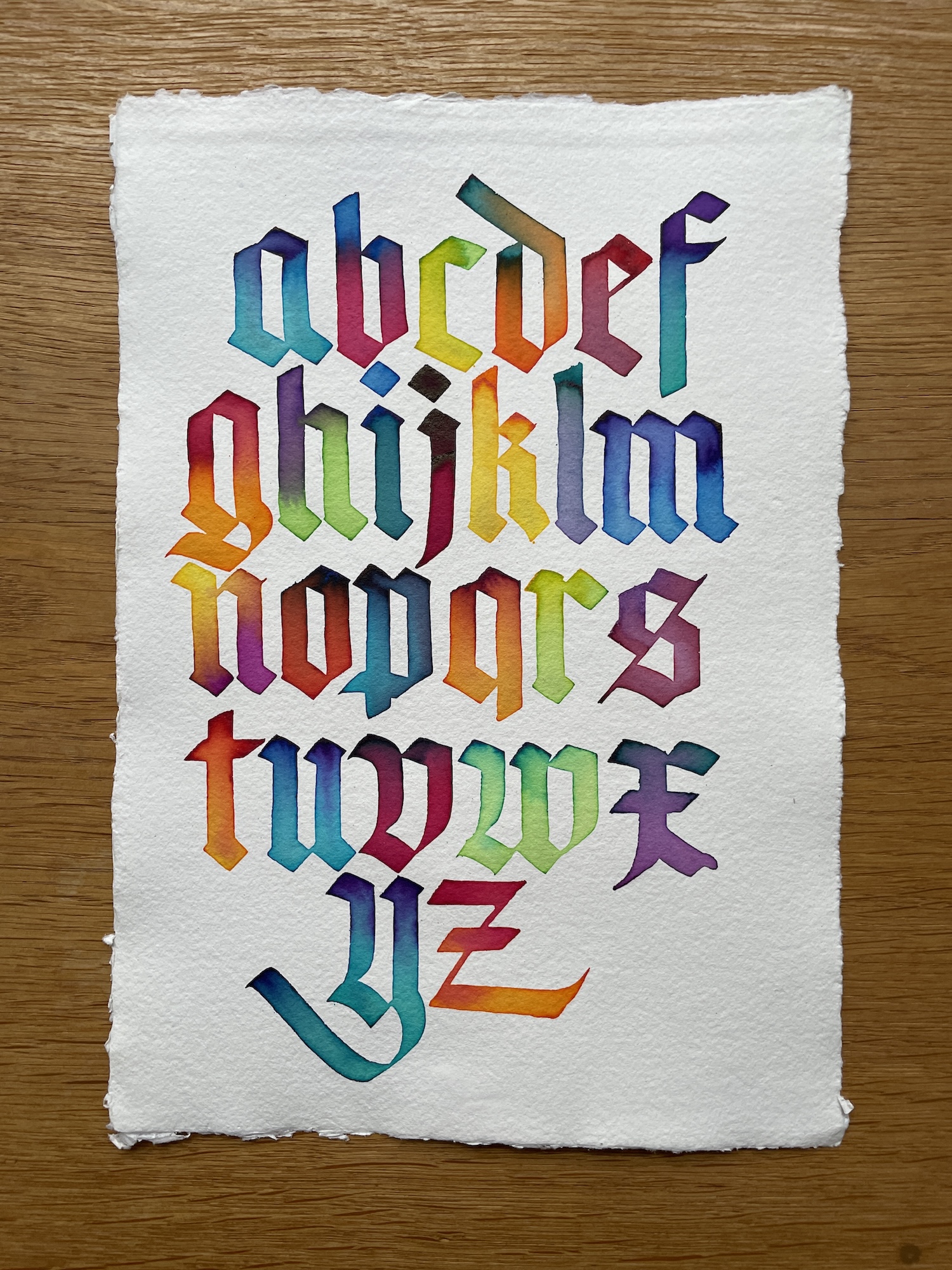 color alphabet calligraphy