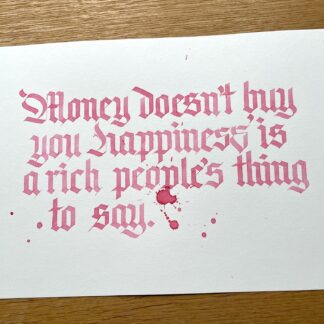 money and happiness calligraphy