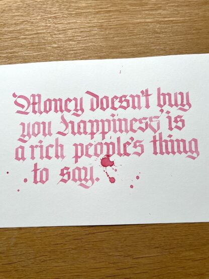 money and happiness calligraphy